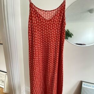 Red Patterned Slip maxi Dress
